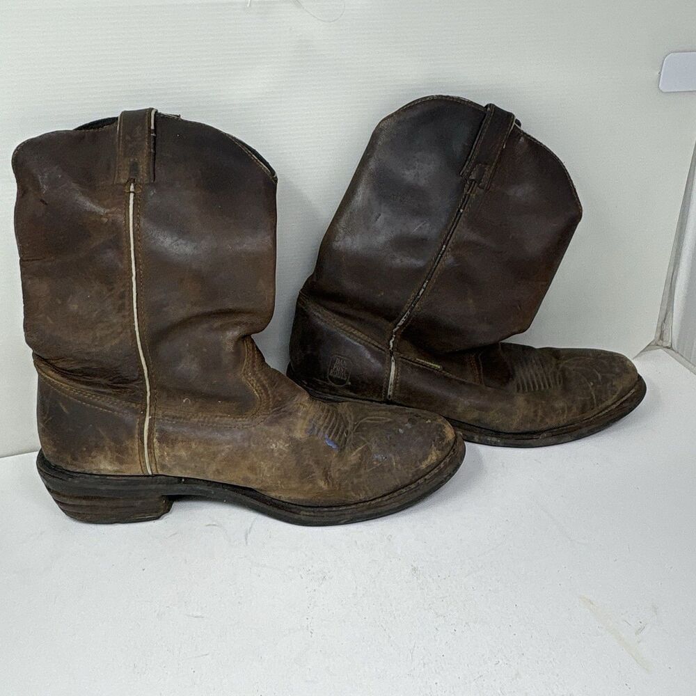 Vintage Style Dan Post Leather Pull On Roper Boots Heavily Worn Patina Mens 12D